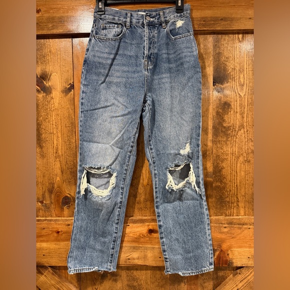 PAC SUN 2 Pairs Jeans - Size 26 - Faded‎ Black Mom & High Rise Straight Jeans - Picture 7 of 12